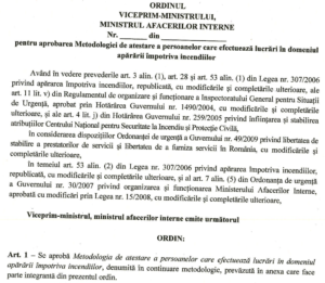 Metodologia de atestare a persoanelor care efectuează lucrări în domeniul apărării împotriva incendiilor